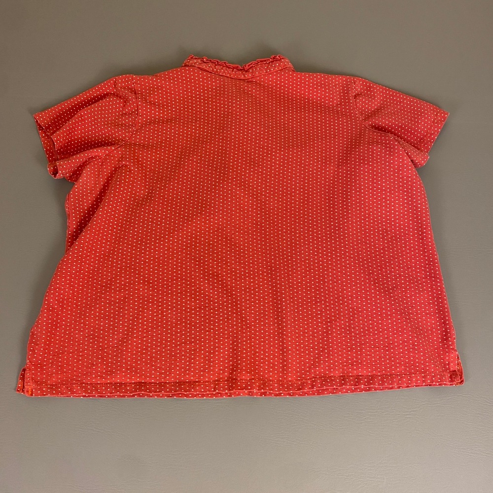 Woman Within Polka Dot Ruffle Collar Polo‎ Top Women's 1X Blouse Casual Red - Picture 9 of 10